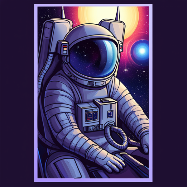 未来风格,大场景,宇航员坐姿很小的背影,绘制出绚烂色彩,创意,精细的 未来风格,大场景,宇航员坐姿很小的背影,绘制出绚烂色彩,创意,精细的