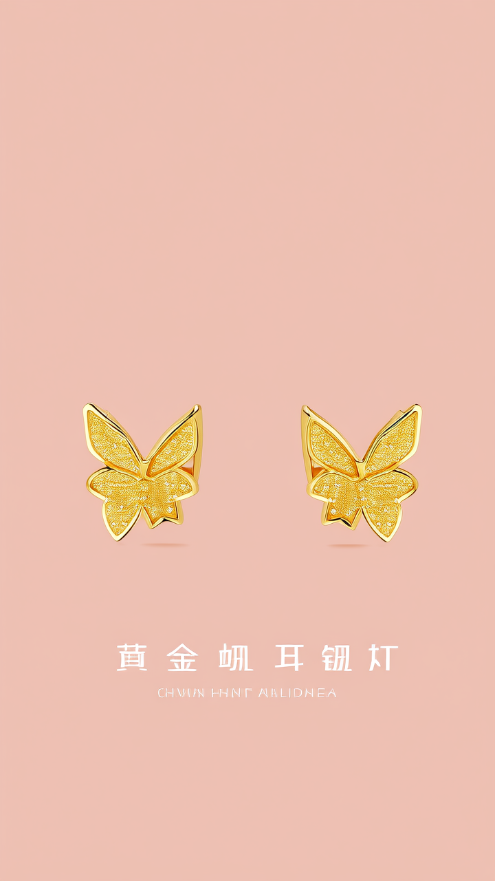 黄金蝴蝶耳钉图片