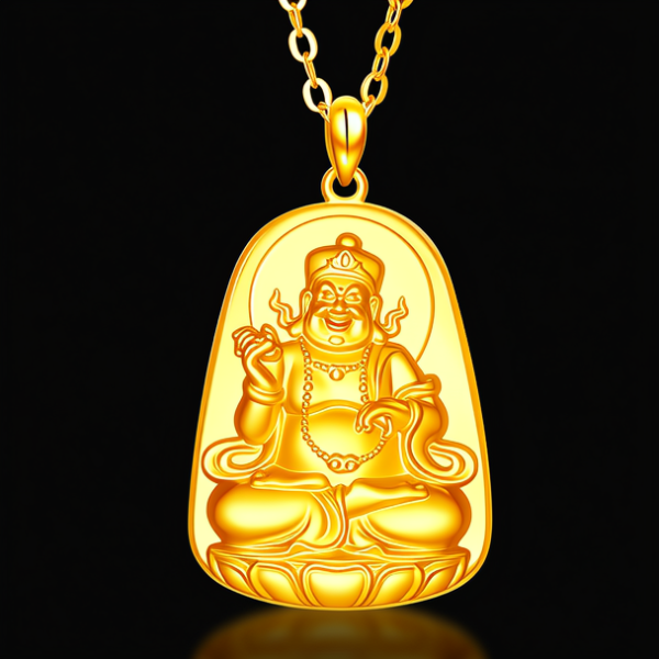 黄财神黄金吊坠图片 黄财神黄金吊坠图片