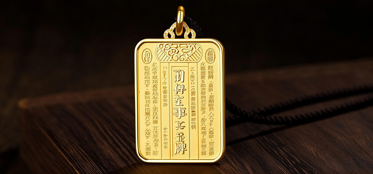 黄金吊坠无事牌图片