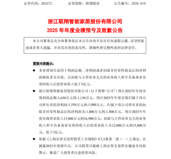 603272，致歉！或被“*ST”！