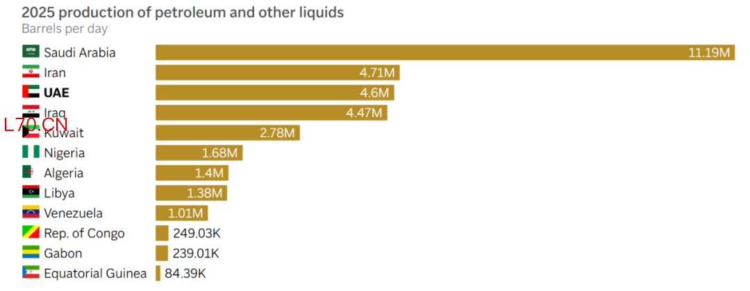2025年欧佩克成员石油产量