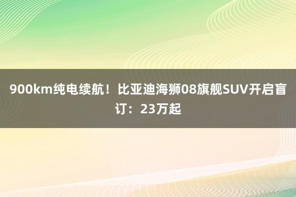 900km纯电续航！比亚迪海狮08旗舰SUV开启盲订：23万起