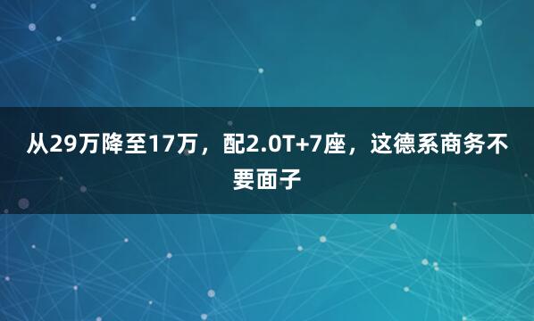 从29万降至17万，配2.0T+7座，这德系商务不要面子