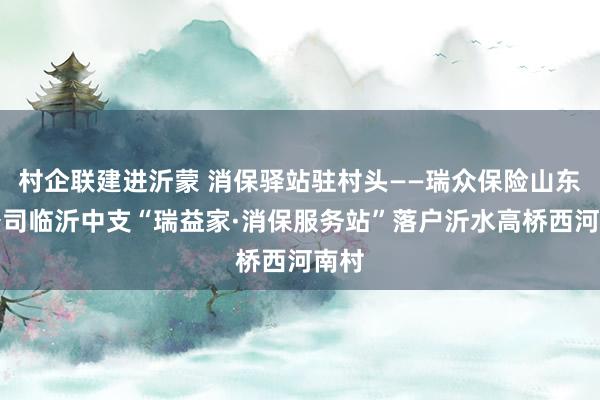 村企联建进沂蒙 消保驿站驻村头——瑞众保险山东分公司临沂中支“瑞益家·消保服务站”落户沂水高桥西河南村