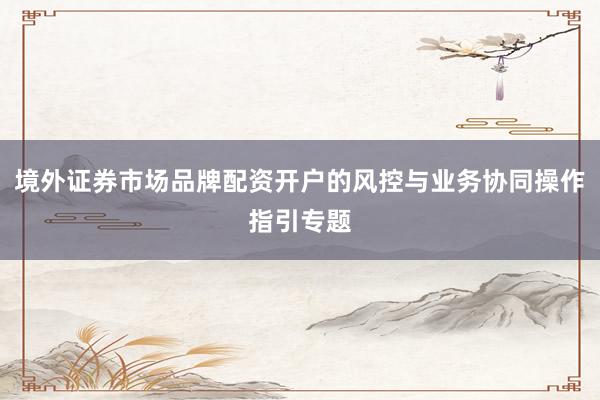 境外证券市场品牌配资开户的风控与业务协同操作指引专题