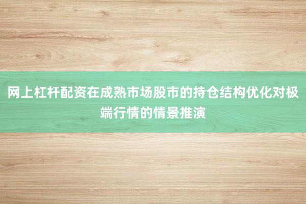 网上杠杆配资在成熟市场股市的持仓结构优化对极端行情的情景推演