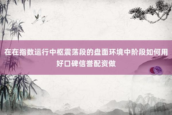 在在指数运行中枢震荡段的盘面环境中阶段如何用好口碑信誉配资做