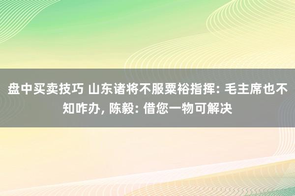 盘中买卖技巧 山东诸将不服粟裕指挥: 毛主席也不知咋办, 陈毅: 借您一物可解决