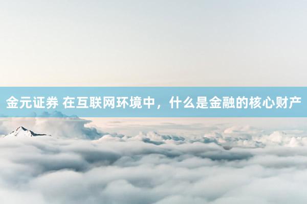 金元证券 在互联网环境中，什么是金融的核心财产