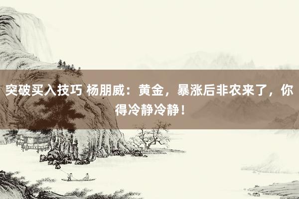 突破买入技巧 杨朋威：黄金，暴涨后非农来了，你得冷静冷静！