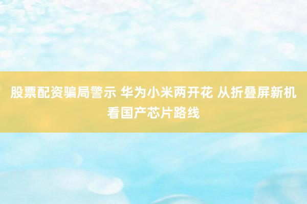 股票配资骗局警示 华为小米两开花 从折叠屏新机看国产芯片路线