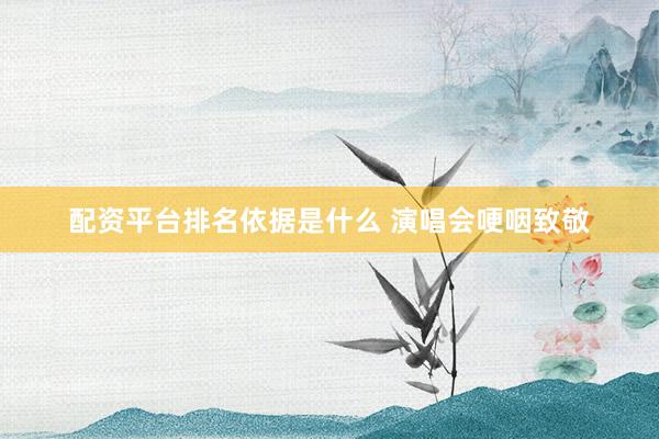 配资平台排名依据是什么 演唱会哽咽致敬